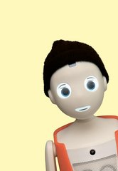 Gesicht eines Roboters mit Mütze