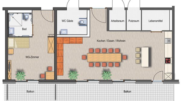 Grundriss Wohnbeispiel